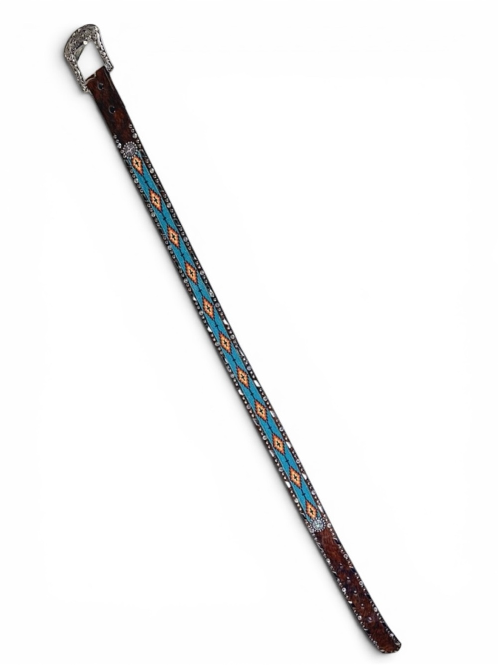 Ariat Southwest Beaded Hair-On Belt Med. Aztec Colorful Rhinestone Western